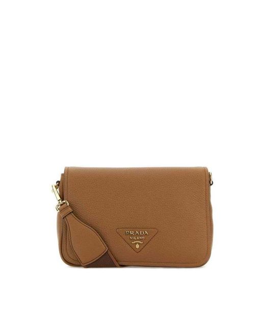 Prada Brown Leather Crossbody Bag Caramel 0 1 N Borse A Tracolla