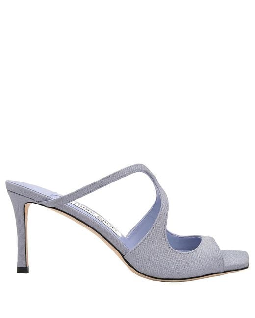 Jimmy Choo Blue Anise 75 Glitter Mules