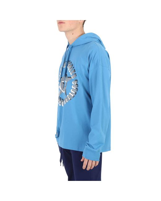 Moschino Blue Couture Logo Print Hoodie for men