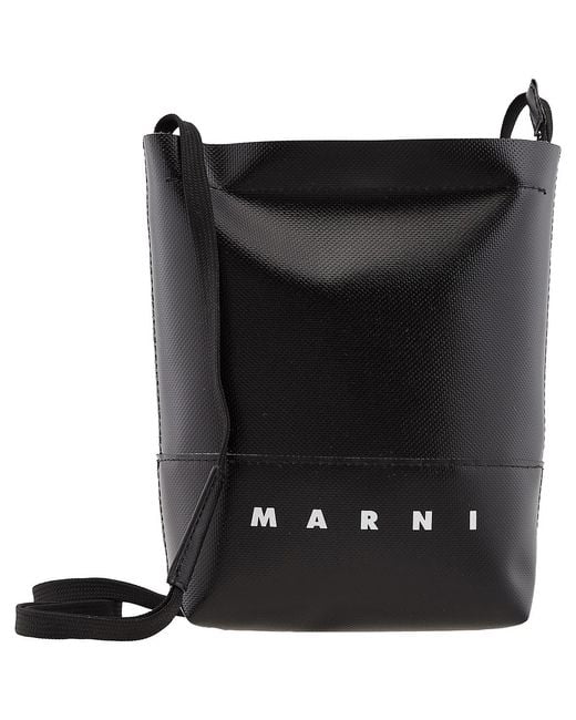Marni Black Museu Logo-Print Mini Bag for men
