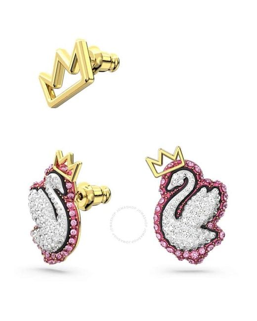 Swarovski Metallic Tone Plated Swan Stud Earring Set (3)