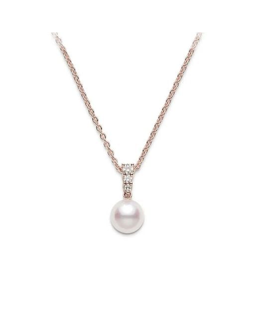 Mikimoto Metallic Morning Dew Akoya Cultured 8mm Pearl Pendant 18k Pink Gold