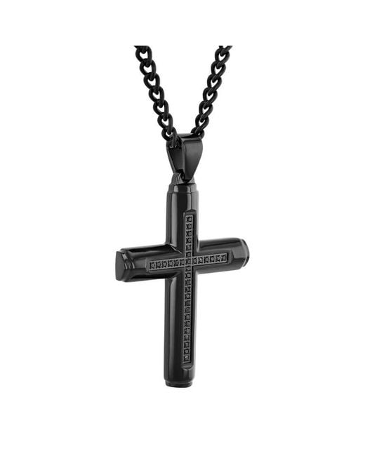 Robert Alton Black 15 Ctw Raised Stainless Steel Cross Pendant With Diamonds for men