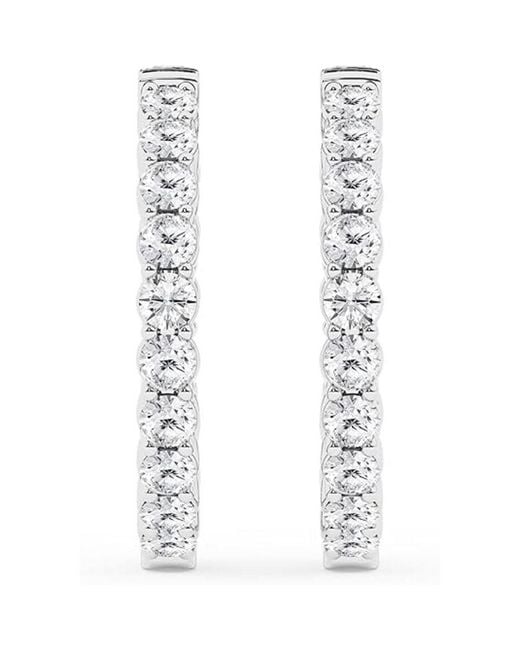Brilliant Diamond White 4.00 Carat Round Lab Grown Inside Out Diamond Hoop Earrings for men
