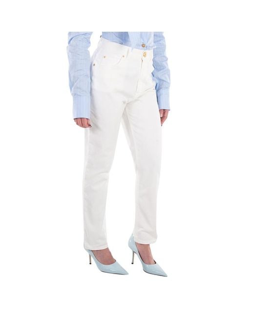 Balmain White High Waist Slim Fit Jeans