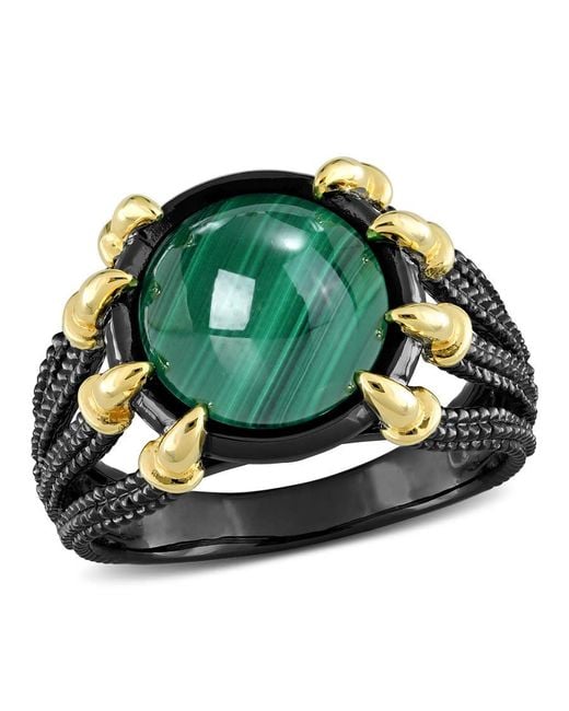 Amour Green 6 Ct Tgw Malachite Fashion Ring Rhodium Plated for men