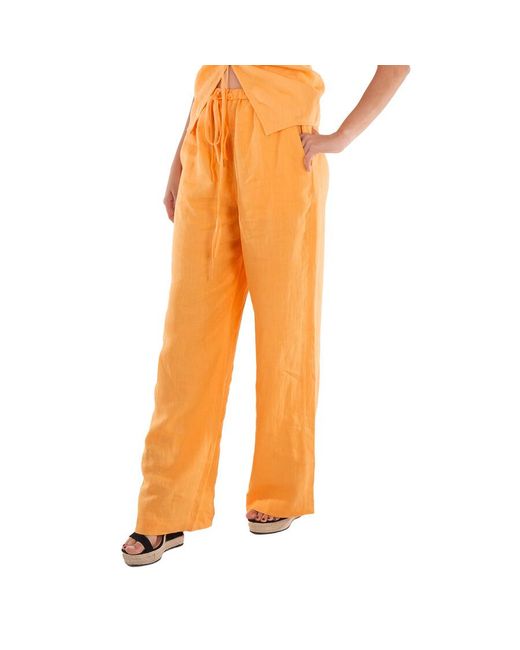 Nanushka Orange Straight Leg Polyka Linen Pants