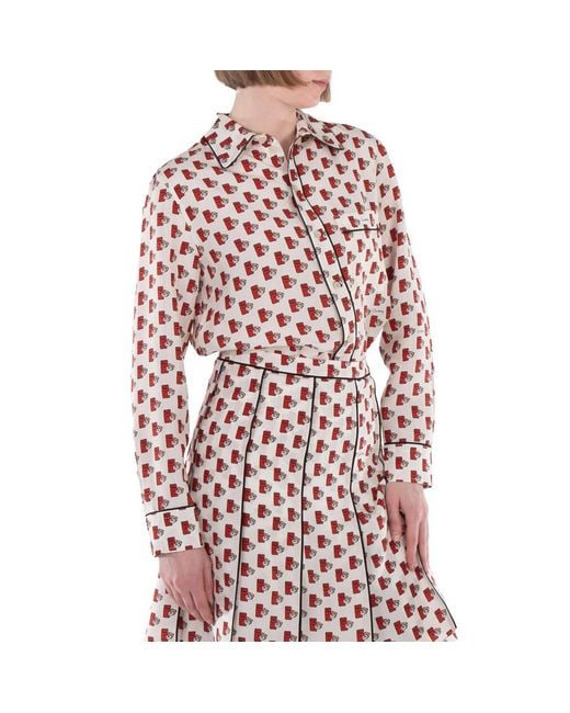 Burberry Pink Postbox Silk Shirt, Brand Size 6 (Us