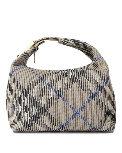 Burberry Metallic Checked Zipped Medium Tote Bag