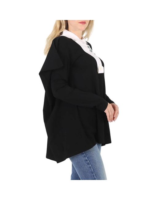 Burberry Black Contrast-collar Pique Reconstructed Polo Shirt