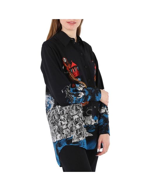Burberry Black Mermaid Printed Silk Shirt