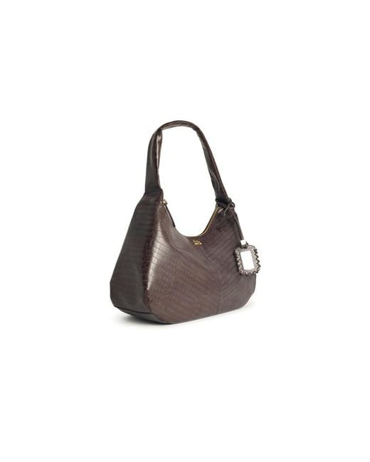 Ganni Brown Bou Croco Xxl Recycled Leather Blend Bag