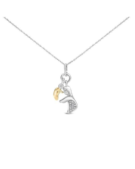 Haus of Brilliance Metallic 14K Plated Sterling Diamond Accent Mom And Child Pendant Necklace