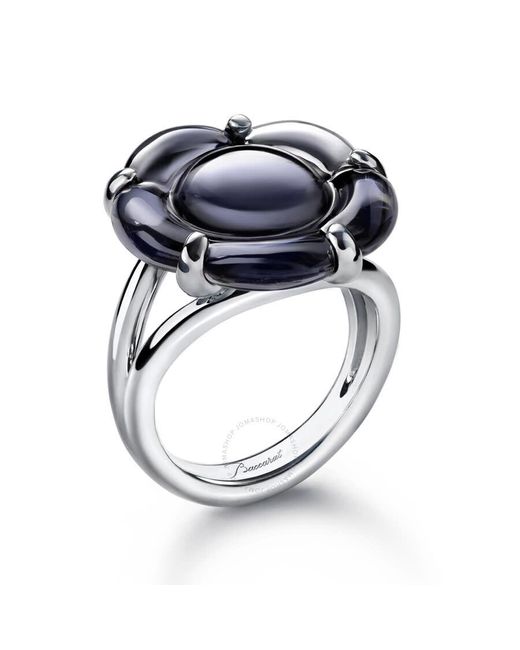 Baccarat Blue 's B Flower Silver Crystal Ring 280649