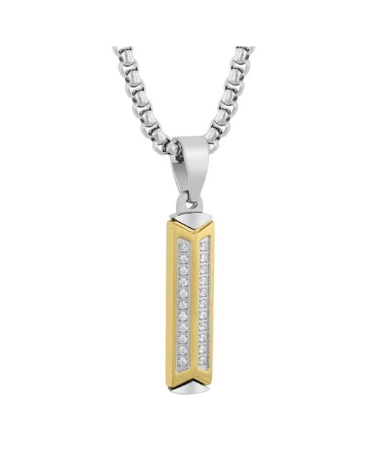 Robert Alton Metallic 1/5Ctw Diamond Stainless Steel With Finish Stick Pendant for men