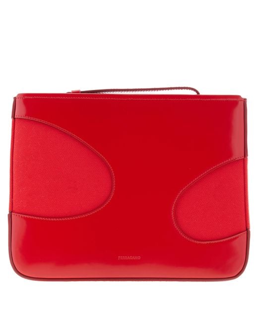 Ferragamo Red Cut-Out Detailing Clutch Bag for men