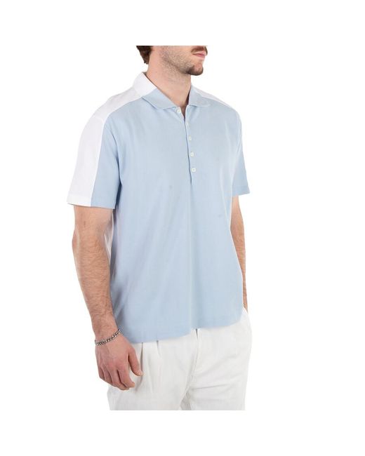 Thom Browne Blue Trompe Colorblock Trompe L'Oeil Short Sleeve Polo Shirt for men