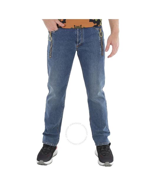 Moschino Blue Zip Detail Denim Jeans for men