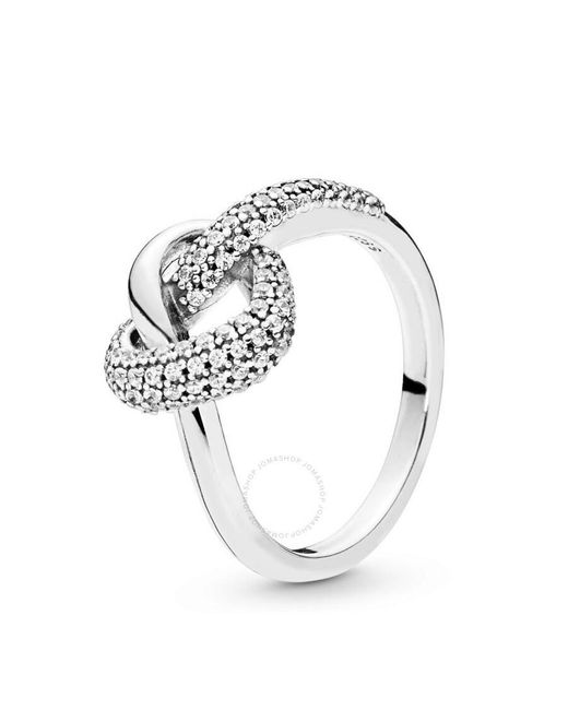 Pandora Metallic Knotted Heart Ring In Sterling Silver, Size 54 (us Size 7)