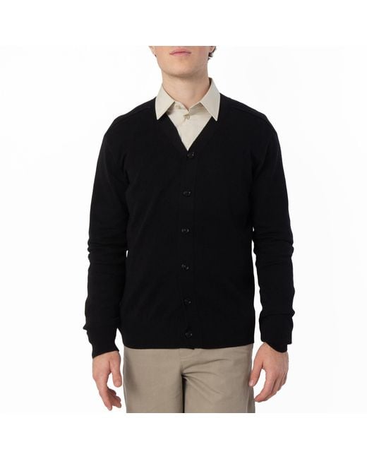 Burberry Black V-Neck Wool Knit Cardigan for men