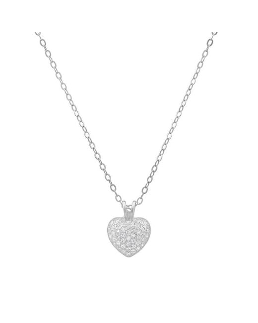 Kylie Harper Metallic Sterling Tiny Puffed Cz Heart Pendant