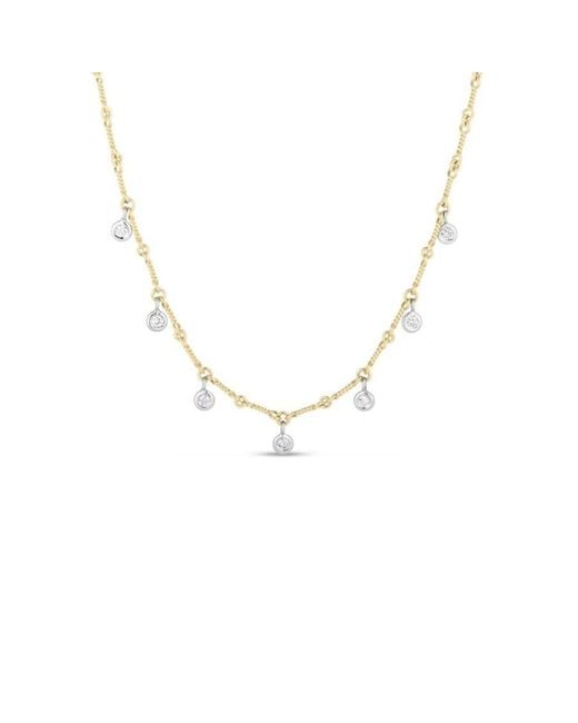 Roberto Coin Metallic 18K Diamonds By The Inch Dangling Dogbone Necklace