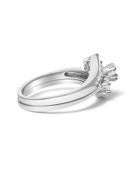 Haus of Brilliance Metallic 14K 3/8 Cttw Diamond Swirl Engagement Bridal Ring Set