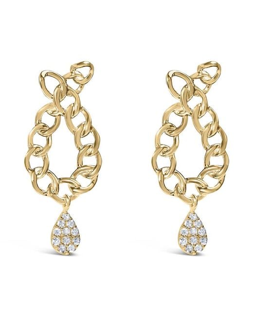Haus of Brilliance Metallic 14K Plated .925 Sterling 1/10 Cttw Diamond Chain Link Teardrop Dangle Earrings