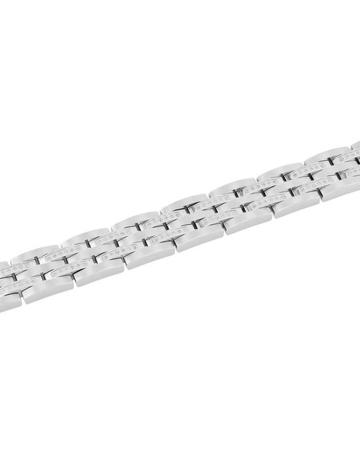 Robert Alton Metallic 3/4Ctw Diamond Stainless Steel Panther Link Bracelet for men