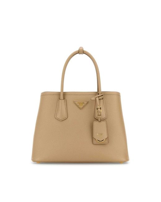 Prada Natural Sand Leather Small Double Handbag