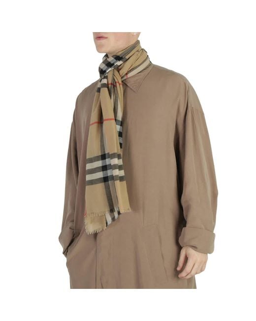Burberry Natural Archive Check Wool Fringed Scarf