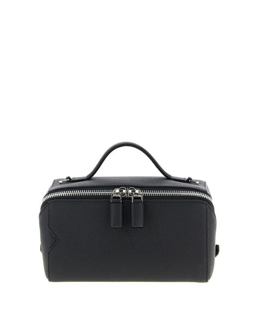 Valextra Black V-Line Crossbody Bag