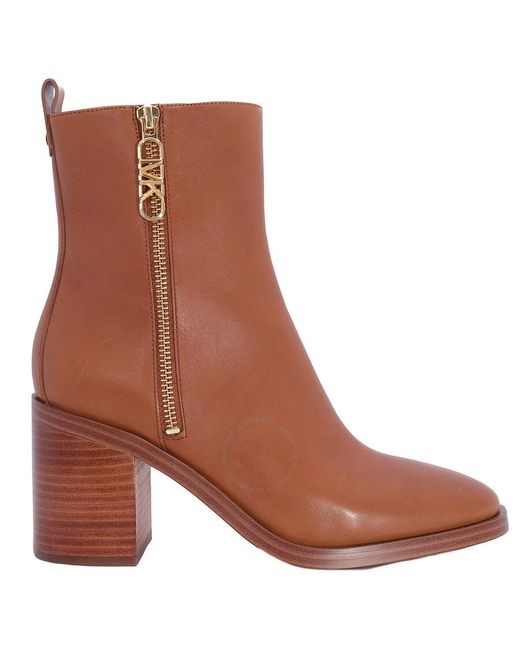 Michael Kors Brown Luggage Regan Mid Heeled Ankle Boots