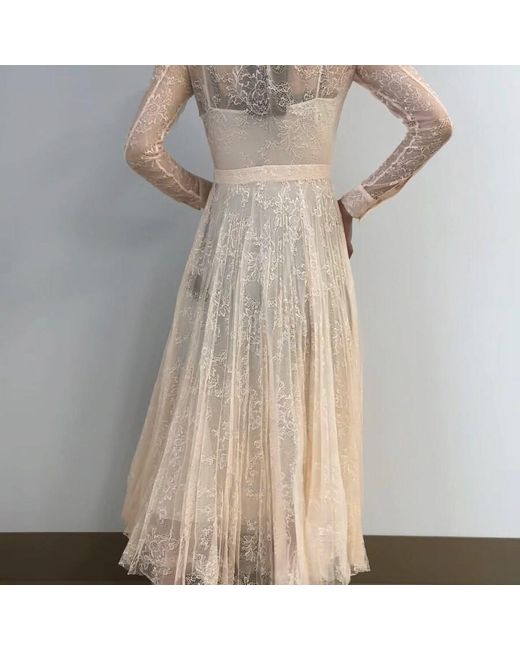 Burberry Natural Pleated Lace Dress