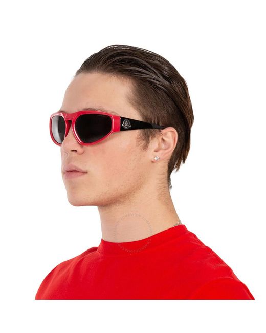 Moncler Red Pentagra Smoke Wrap Sunglasses Ml0248 75a 62 for men