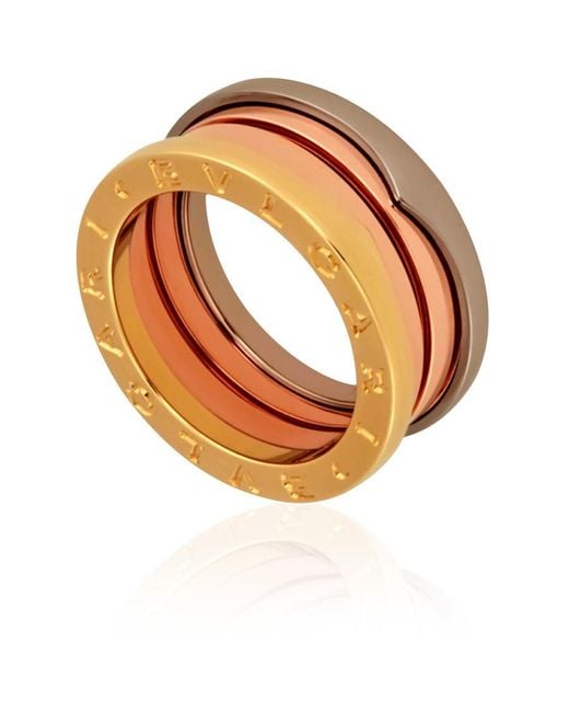 BVLGARI Metallic B.Zero1 18K Rose, And 3-Band Ring, Brand (Us Size 5.75)
