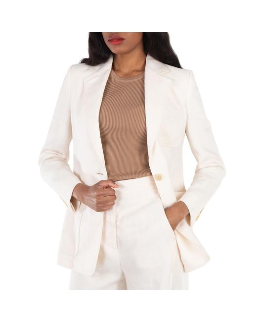 Max Mara White Boemia Linen Suiting Blazer