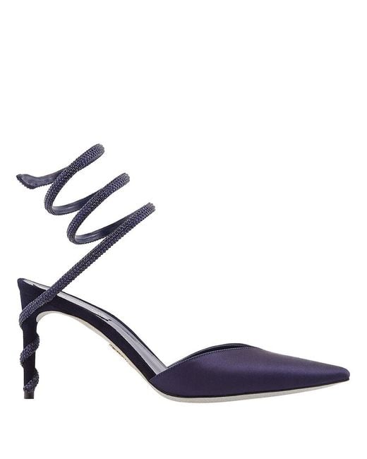 Rene Caovilla Blue Rene Caovilla Margot 80 Satin Pumps