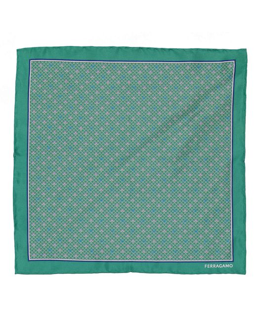 Ferragamo Green Ferragamo Geometric Pattern Pocket Square for men