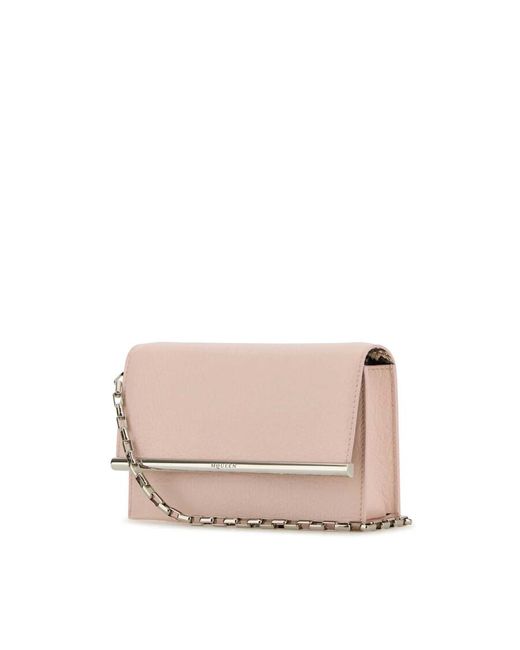 Alexander McQueen Pink Leather Mini Cross-Bar Clutch