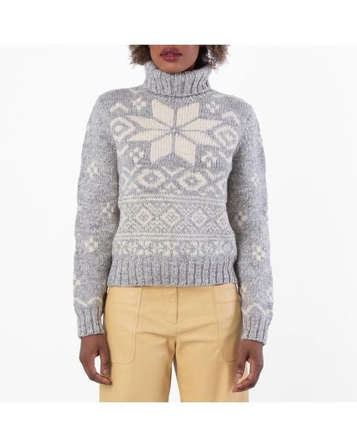 Polo Ralph Lauren Gray Snowflake Intarsia Turtleneck Jumper for men