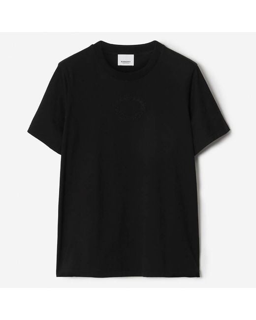 Burberry Black Margot Crest Embroidered Cotton T-Shirt