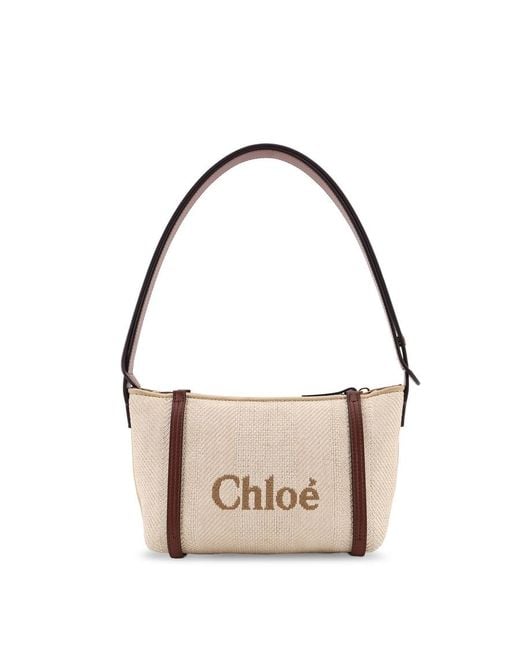Chloé Pink Chlo Chlo Carry Canvas Shoulder Bag With Logo Embroidery