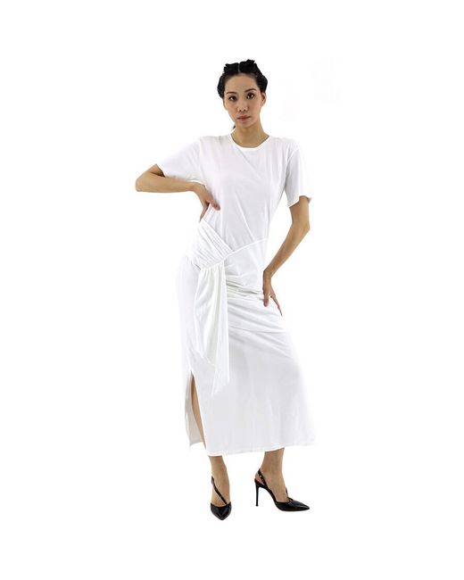 Each x Other White Long T-shirt Dress With Draping Detail