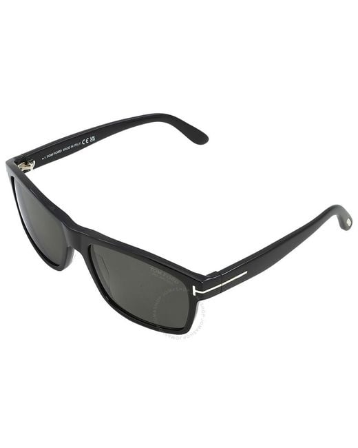 Tom Ford Gray August Polarized Smoke Rectangular Sunglasses Ft0678 01d 58 for men