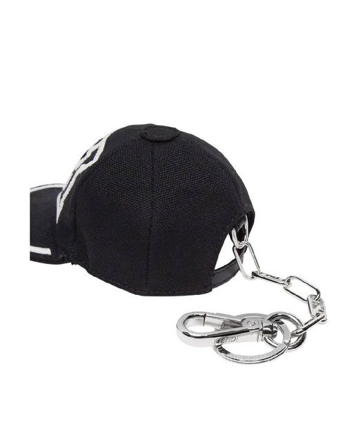 Fendi Black Hat Charm Keychain for men