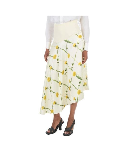 Burberry Metallic Dandelion-Print Asymmetric Skirt, Brand Size 2 Us