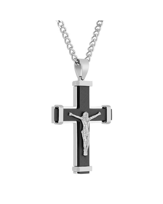 Robert Alton Metallic Stainless Steel With Finish Crucifix Pendant for men
