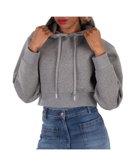 Victoria Beckham Gray Cropped Structured Hoodie