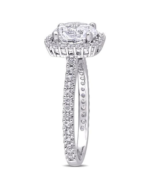Amour Metallic 2 7/ Ct Tgw Created Sapphire Halo Ring